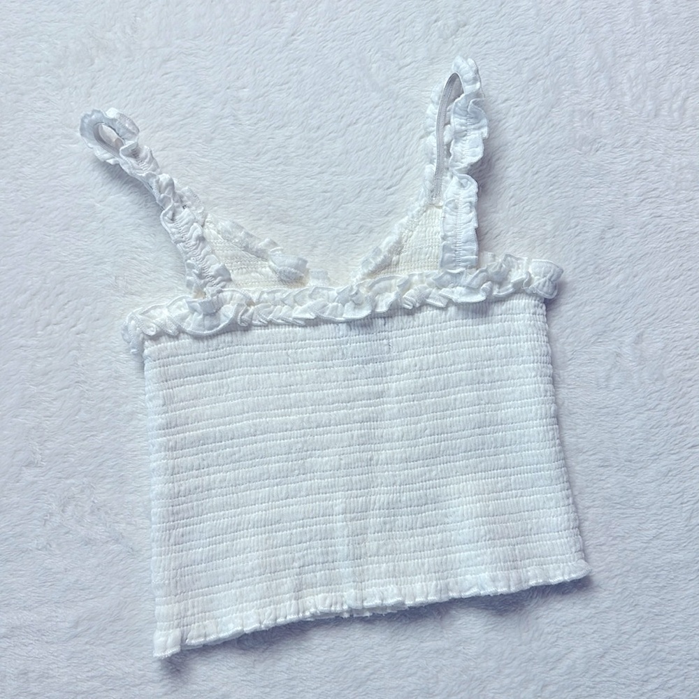 White Ruffled Women's Top - Picture 2 of 3